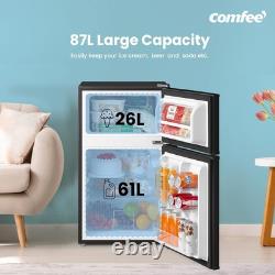 COMFEE' RCT87BL2(E) Réfrigérateur Congélateur Sous Comptoir, Réfrigérateur Petit Double Porte de 87L