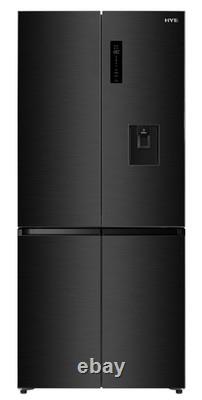 HYE 446L Réfrigérateur Américain Congélateur No Frost Distributeur d'Eau TrueFit Noir Inox