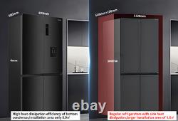 HYE 446L Réfrigérateur Américain Congélateur No Frost Distributeur d'Eau TrueFit Noir Inox