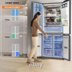 HYE 446L Réfrigérateur Américain Congélateur No Frost Distributeur d'Eau TrueFit Noir Inox