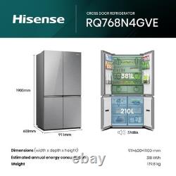 Hisense KitchenFit réfrigérateur-congélateur américain à quatre portes 591 litres argent RQ768N4GVE
