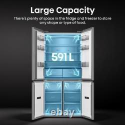 Hisense KitchenFit réfrigérateur-congélateur américain à quatre portes 591 litres argent RQ768N4GVE