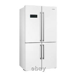 Légèrement Utilisé Smeg Fq60bdf White American Four Door Fridge Freezer (jub-2727)