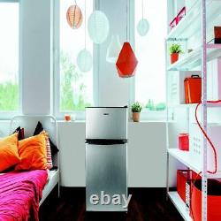 Mini Réfrigérateur Petit Réfrigérateur Congélateur 3.1 Cu Ft Deux Portes Compactes En Acier Inoxydable
