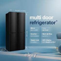 Réfrigérateur Congélateur Américain Autonome 427L Noir 4 Portes No Frost Inverter Classe E