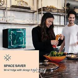 Réfrigérateur Congélateur Mini Frigo Autonome de Bar à Domicile avec Porte au Design de Forêt, 45 L