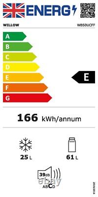 Réfrigérateur Congélateur Sous Comptoir 86L Noir avec 4 Étoiles de Congélation Willow WB50UCFF