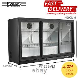 Réfrigérateur à bouteilles avec porte coulissante triple commerciale pour boissons, vin et bière