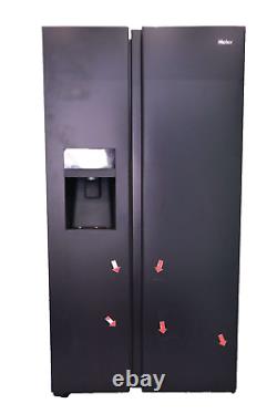 Réfrigérateur américain côte à côte Haier HSOBPIF9183 avec distributeur d'eau raccordé Noir