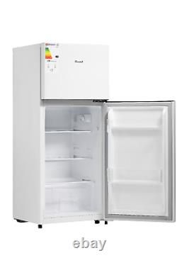 Réfrigérateur blanc Smad à deux portes, petit congélateur supérieur, pose libre, 121L