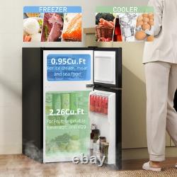 Réfrigérateur compact 88L sous plan de travail avec tiroir congélateur, étagères et éclairage intérieur