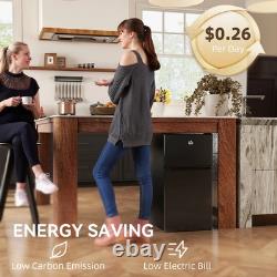 Réfrigérateur compact 88L sous plan de travail avec tiroir congélateur, étagères et éclairage intérieur