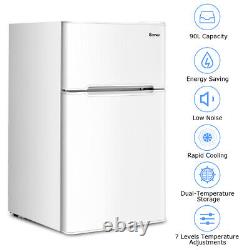 Réfrigérateur compact de 90L avec double porte, refroidisseur autonome, congélateur à domicile.