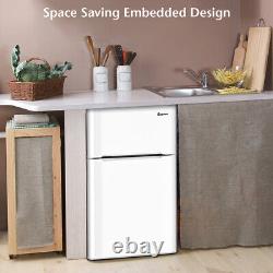 Réfrigérateur compact de 90L avec double porte, refroidisseur autonome, congélateur à domicile.