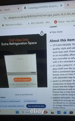 Réfrigérateur-congélateur Cookology Argent UCFF87SL 48cm Autonome Sous comptoir 2 Portes