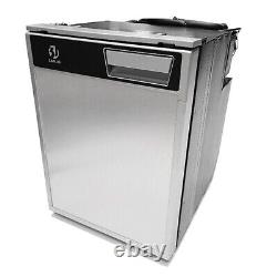 Réfrigérateur-congélateur Sanjo 85ltr 12v en argent avec porte à charnière gauche