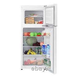 Réfrigérateur-congélateur Smad 126 litres 2 portes en acier inoxydable, autonome, blanc pour la maison.