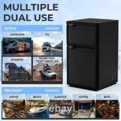 Réfrigérateur-congélateur à compresseur 80L basse consommation noir à double porte pour camping-car -20°C UK BT