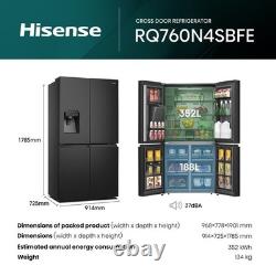 Réfrigérateur-congélateur américain Hisense PureFlat 584 litres à quatre portes noir RQ760N4SBFE
