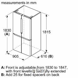Réfrigérateur congélateur indépendant Bosch Série 4 605 litres à quatre portes KFN96APEAG