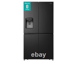 Réfrigérateur congélateur noir à quatre portes Hisense PureFlat RQ760N4SBFE 91 cm 584 L