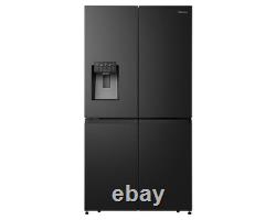 Réfrigérateur congélateur noir à quatre portes Hisense PureFlat RQ760N4SBFE 91 cm 584 L