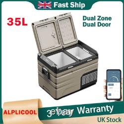 Réfrigérateur/congélateur portable pour voiture Alpicool, 35 L, double zone, double porte, compresseur 12/24 V