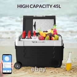 Réfrigérateur de voiture à compresseur électrique 45/55 L pour camping avec contrôle par application, 12/24 V