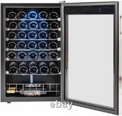 Smad 33 Bouteilles Vin Réfrigérateur Refroidisseur Porte En Verre Acier Inoxydable 95l Sous-counter