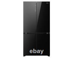 Sonense RQ768N4GBE 91 cm Porte croisée Réfrigérateur congélateur américain en verre noir