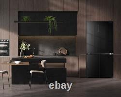 Sonense RQ768N4GBE 91 cm Porte croisée Réfrigérateur congélateur américain en verre noir
