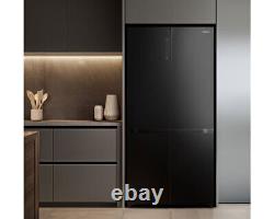 Sonense RQ768N4GBE 91 cm Porte croisée Réfrigérateur congélateur américain en verre noir