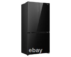 Sonense RQ768N4GBE 91 cm Porte croisée Réfrigérateur congélateur américain en verre noir
